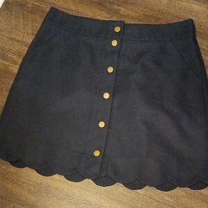 J. Crew Black Mini Skirt with Gold Buttons